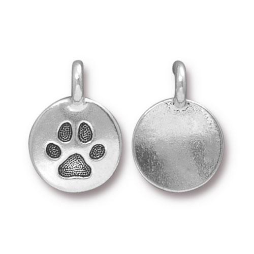 Charms & Solderable Accents Silver Plated Dog Paw Charm